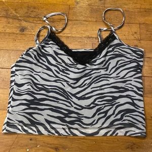 Hollister zebra print cropped tank top size medium